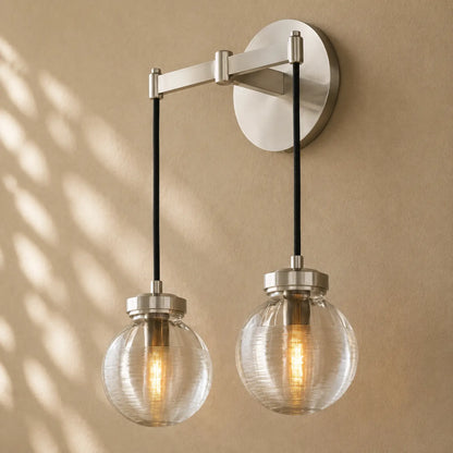 Pearly Double Sconce - Satin Nickel