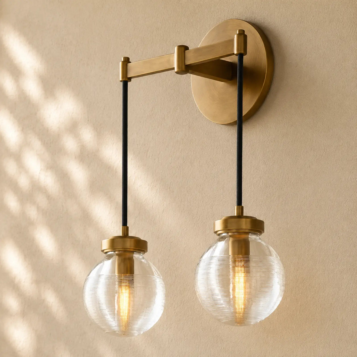 Pearly Double Sconce - Vintage Brass