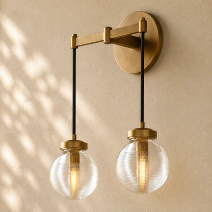 Pearly Double Sconce - Vintage Brass