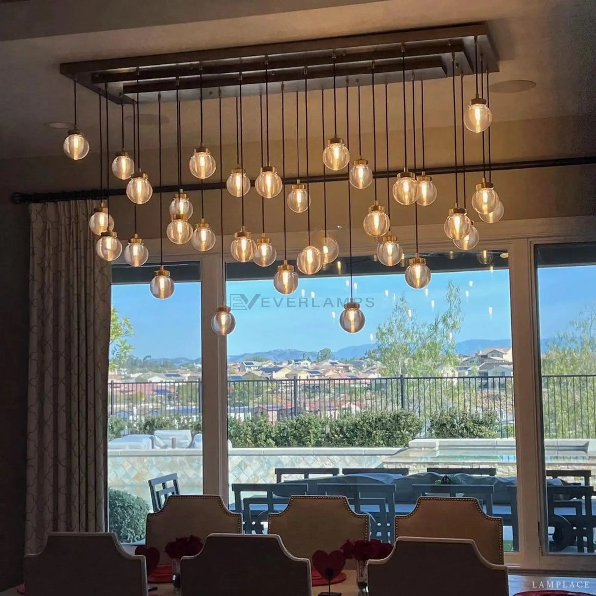 Pearly Rectangular Chandelier