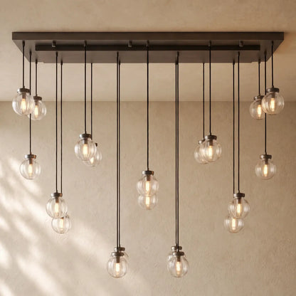Pearly Rectangular Chandelier - Bronze / 54’’