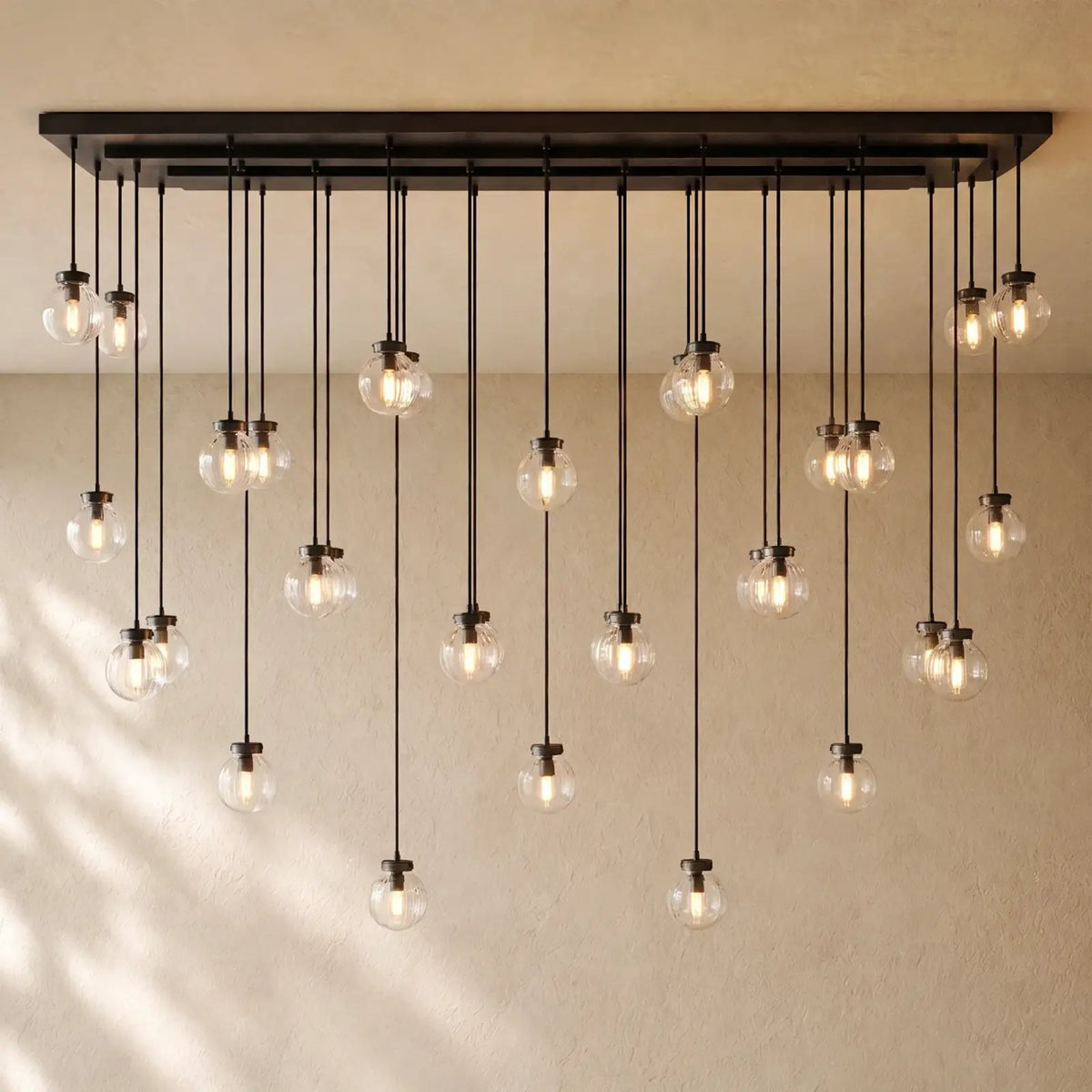 Pearly Rectangular Chandelier - Bronze / 72’’