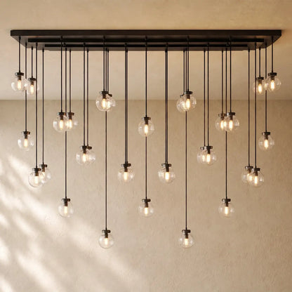 Pearly Rectangular Chandelier - Bronze / 72’’