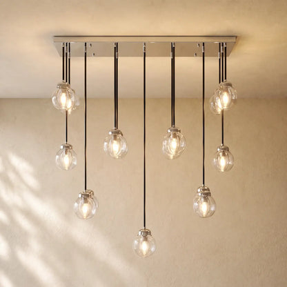Pearly Rectangular Chandelier - Satin Nickel / 36’’