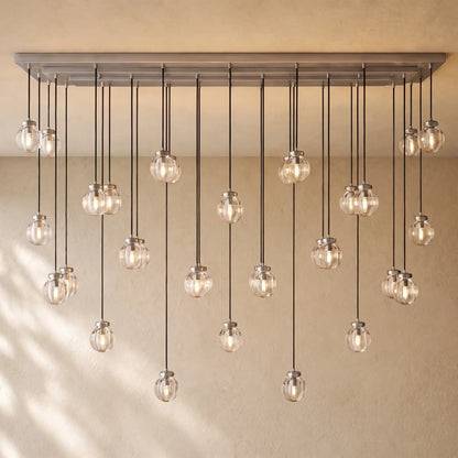 Pearly Rectangular Chandelier - Satin Nickel / 72’’