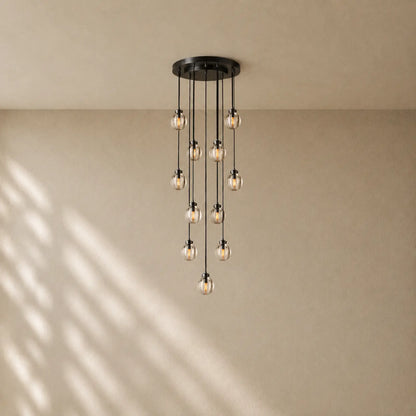 Pearly Round Chandelier - 22’’ / Bronze