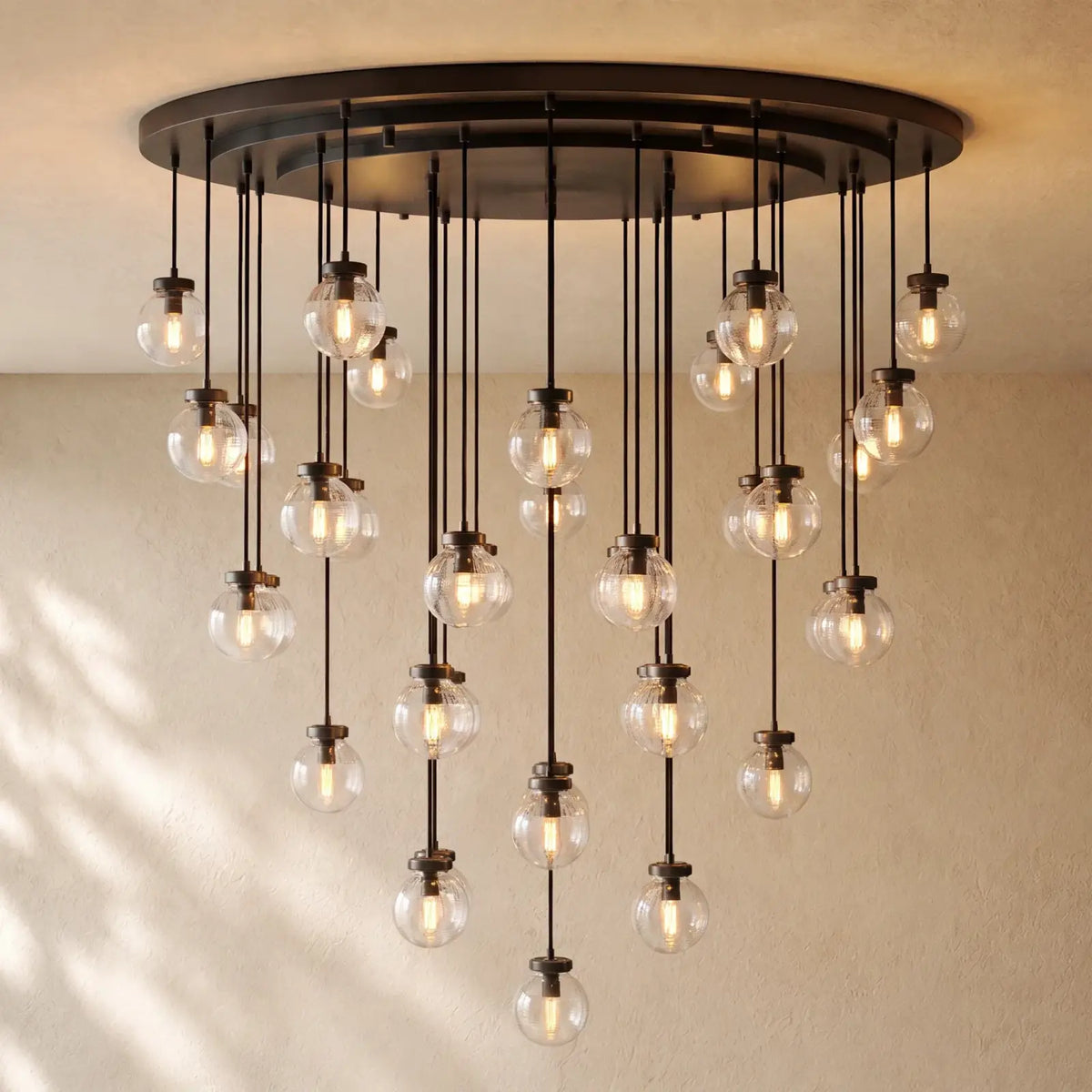 Pearly Round Chandelier - 38’’ / Bronze