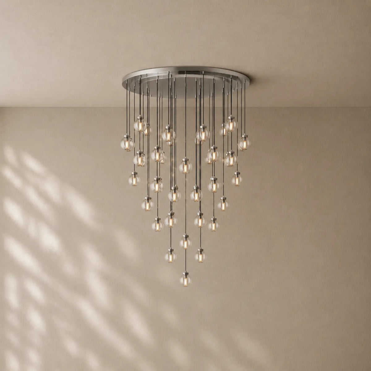 Pearly Round Chandelier - 60’’ / Satin Nickel