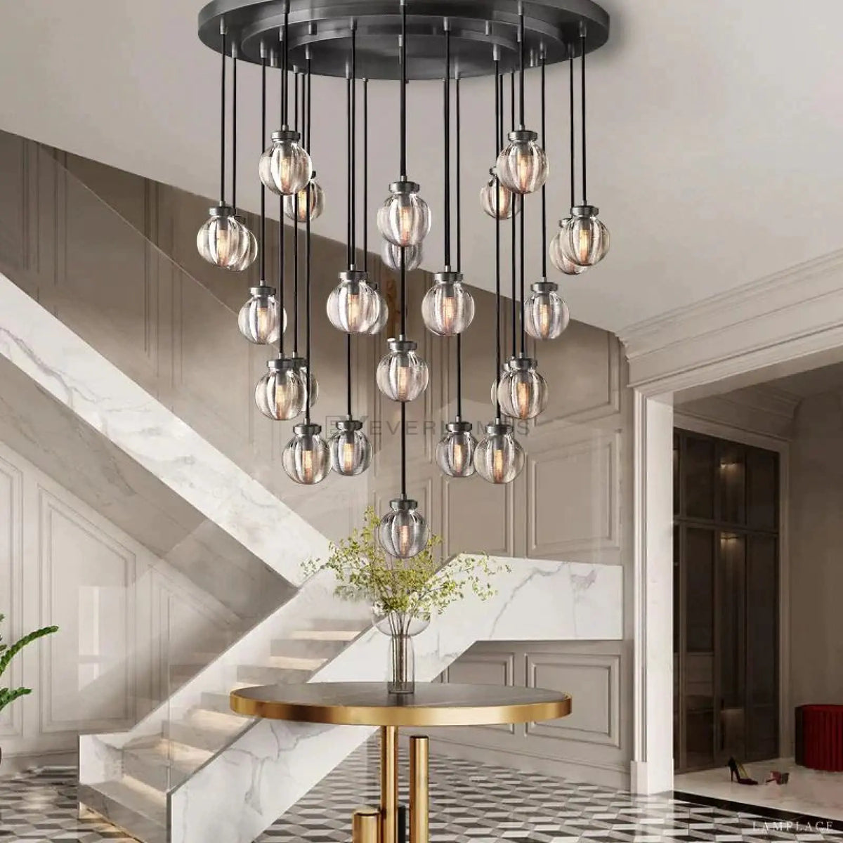Pearly Round Chandelier