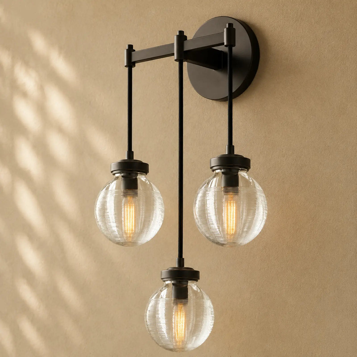 Pearly Triple Sconce - Matte Black