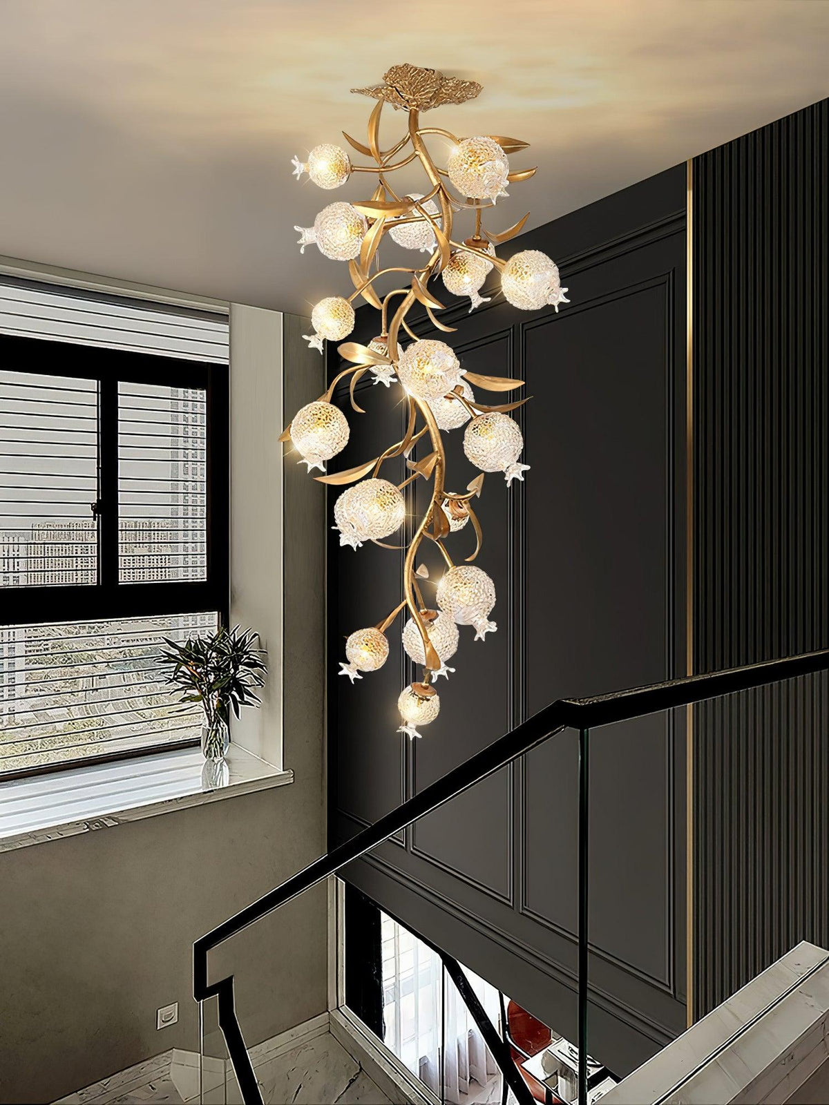 Pomegranate Brass Branch Chandelier - ∅ 19.7″ x H 51.2″ / Dia 50cm x H 130cmDark Coppereverlamps
