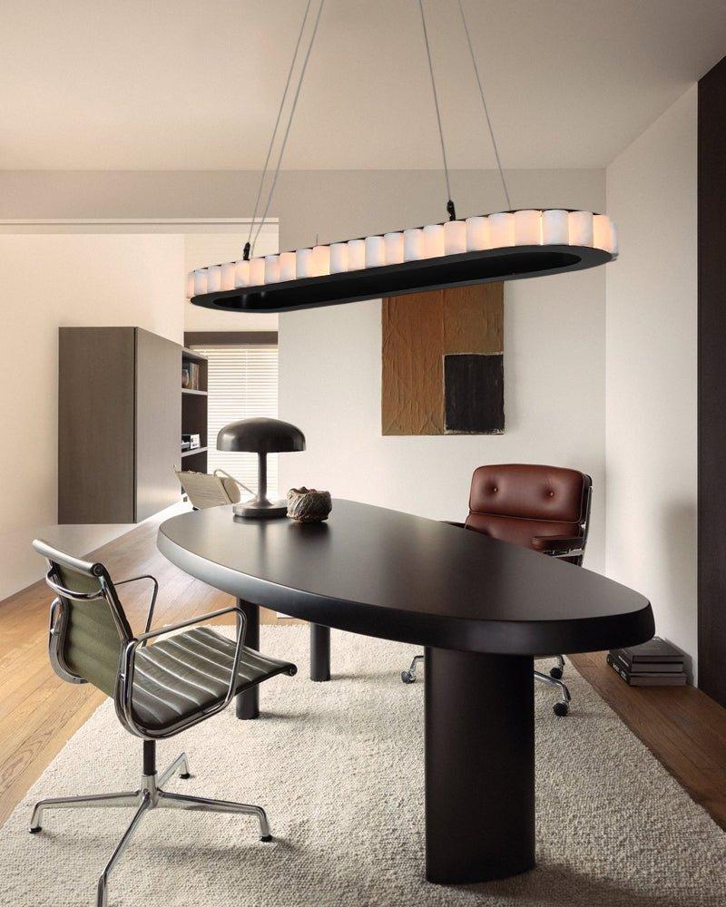 Ring Alabaster Oval Chandelier for Kitchen Island - L80*W30*H7CM/L31.5"*W11.8"*H2.8"Black + Whiteeverlamps