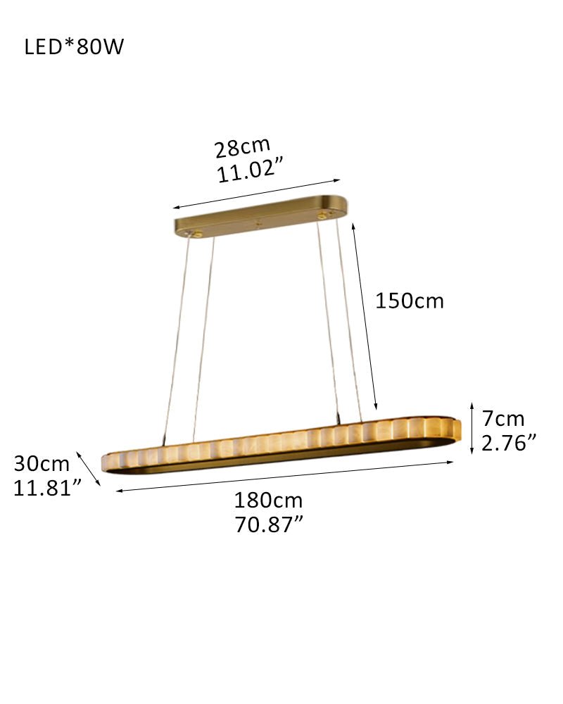 Ring Alabaster Oval Chandelier for Kitchen Island - L120*W30*H7CM/L47.2"*W11.8"*H2.8"Gold + Whiteeverlamps