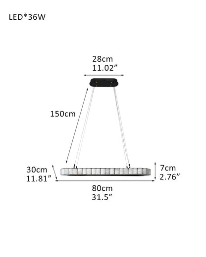 Ring Alabaster Oval Chandelier for Kitchen Island - L80*W30*H7CM/L31.5"*W11.8"*H2.8"Black + Whiteeverlamps