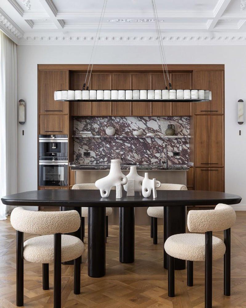 Ring Alabaster Oval Chandelier for Kitchen Island - L80*W30*H7CM/L31.5"*W11.8"*H2.8"Black + Whiteeverlamps