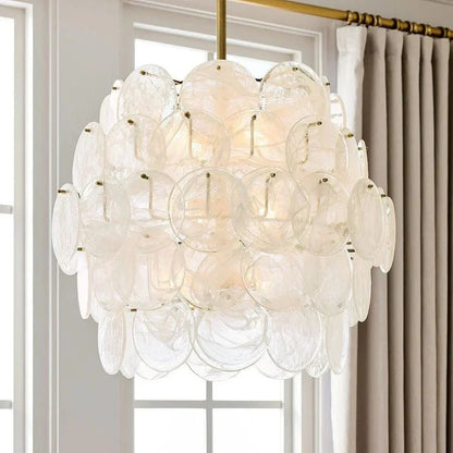 Riviera Glass Disc Chandelier 26" - everlamps