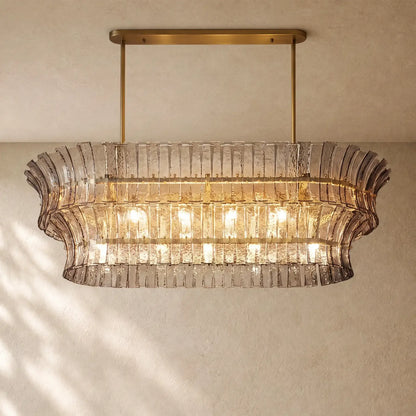 Romanion Glass Linear Chandelier - Antiqued Brass / 54’’ / Smoke
