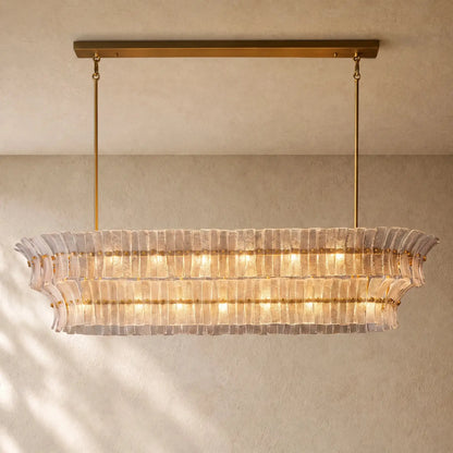 Romanion Glass Linear Chandelier - Antiqued Brass / 72’’ / Clear