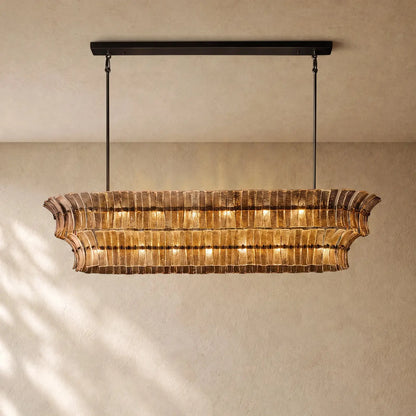 Romanion Glass Linear Chandelier - Bronze / 72’’ / Smoke