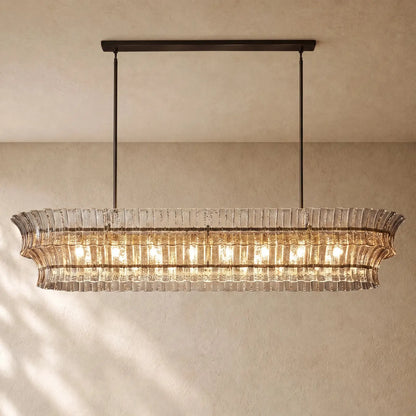 Romanion Glass Linear Chandelier - Bronze / 90’’ / Clear