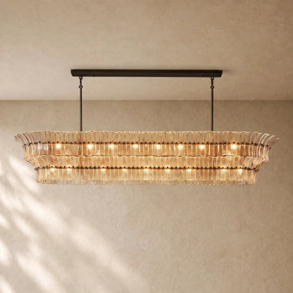 Romanion Glass Linear Chandelier - Bronze / 90’’ / Smoke