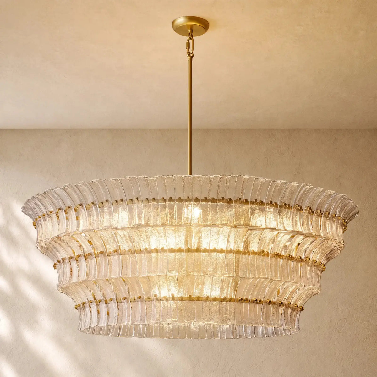 Romanion Glass Round Chandelier - Antiqued Brass / 60’’ / Clear