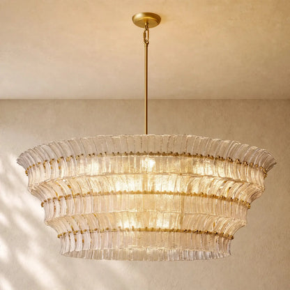 Romanion Glass Round Chandelier - Antiqued Brass / 60’’ / Clear