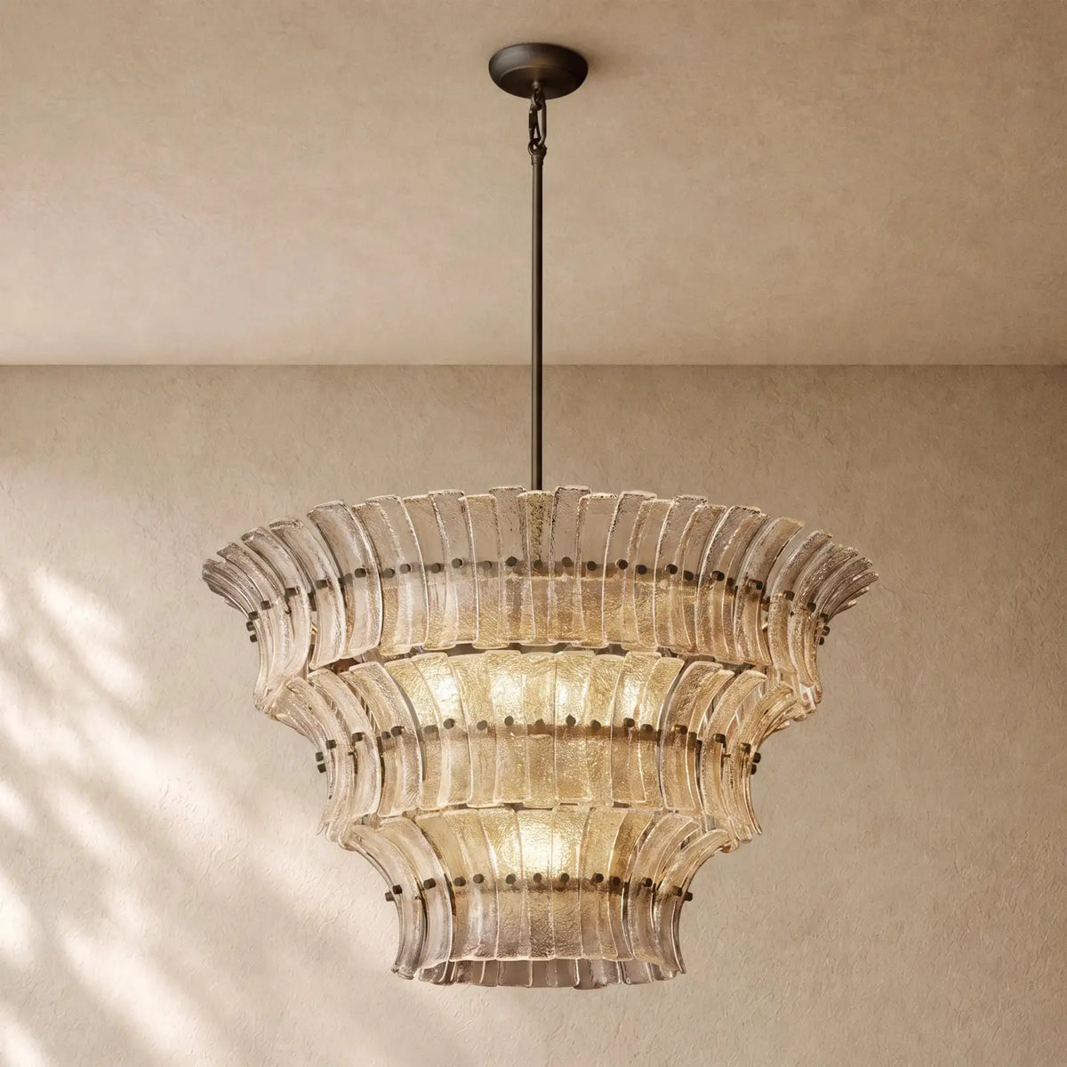 Romanion Glass Round Chandelier - Bronze / 36’’ / Clear