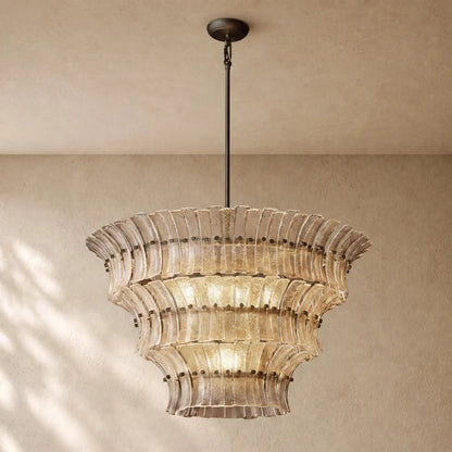 Romanion Glass Round Chandelier - Bronze / 36’’ / Clear