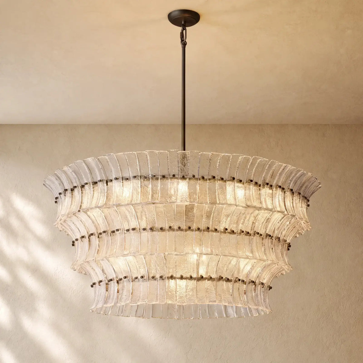Romanion Glass Round Chandelier - Bronze / 48’’ / Clear