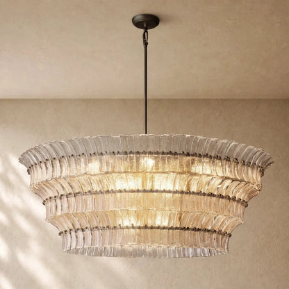 Romanion Glass Round Chandelier - Bronze / 60’’ / Clear