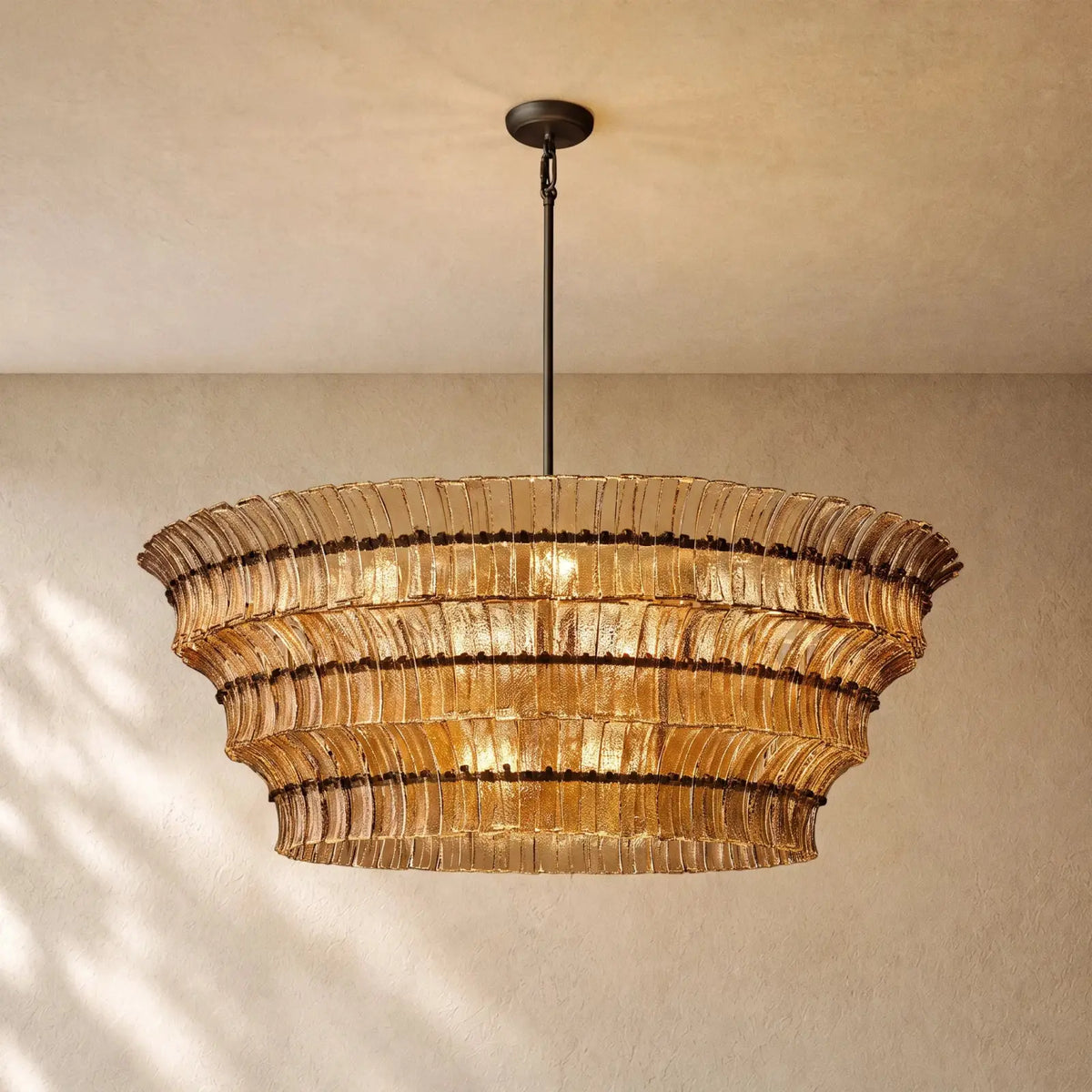Romanion Glass Round Chandelier - Bronze / 60’’ / Smoke