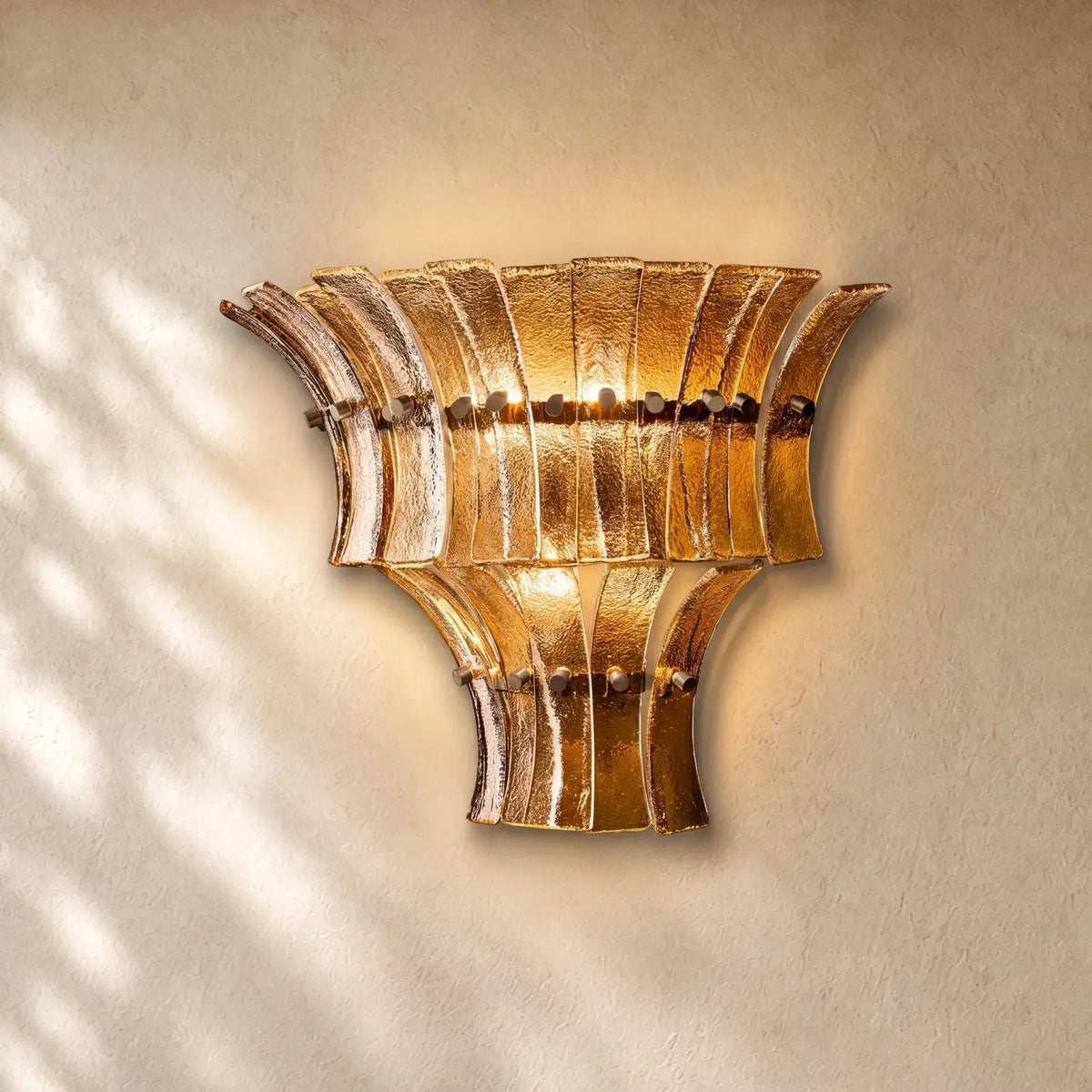 Romanion Glass Sconce 15” - Antiqued Brass / Smoke