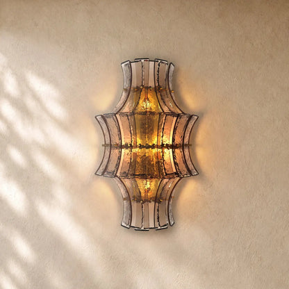 Romanion Glass Sconce 23” - Antiqued Brass / Clear