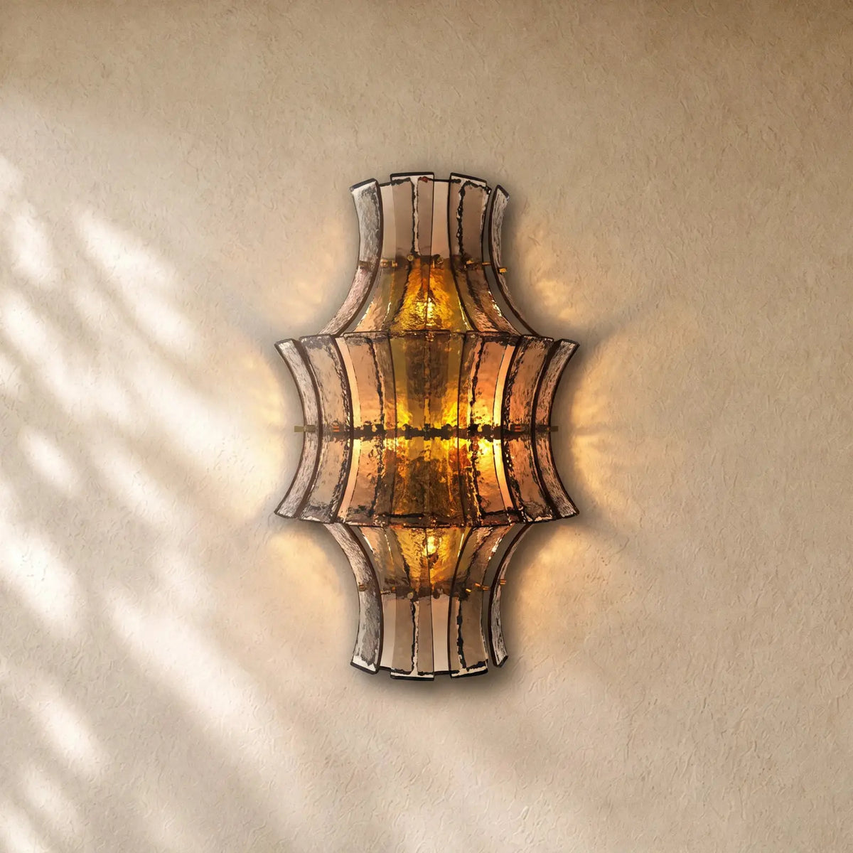 Romanion Glass Sconce 23” - Antiqued Brass / Smoke