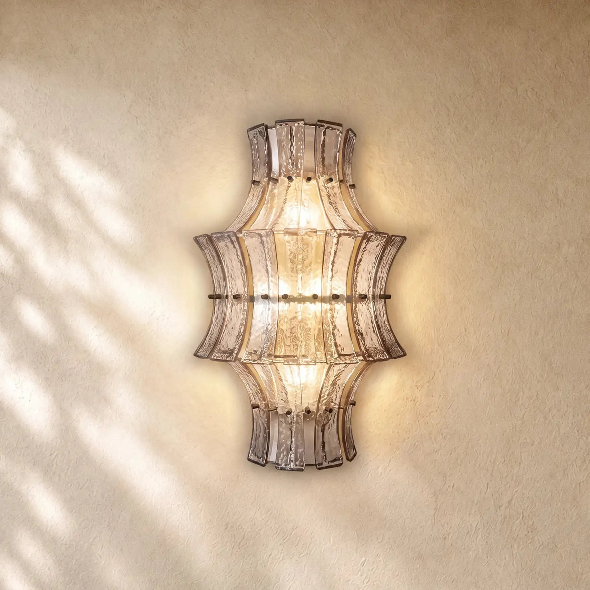 Romanion Glass Sconce 23” - Bronze / Clear