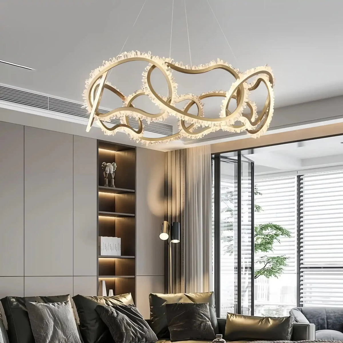 Rose Rock Crystal Multi - ring Chandelier Modern Chandelier Restaurant - everlamps