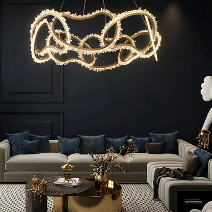 Rose Rock Crystal Multi - ring Chandelier Modern Chandelier Restaurant - everlamps