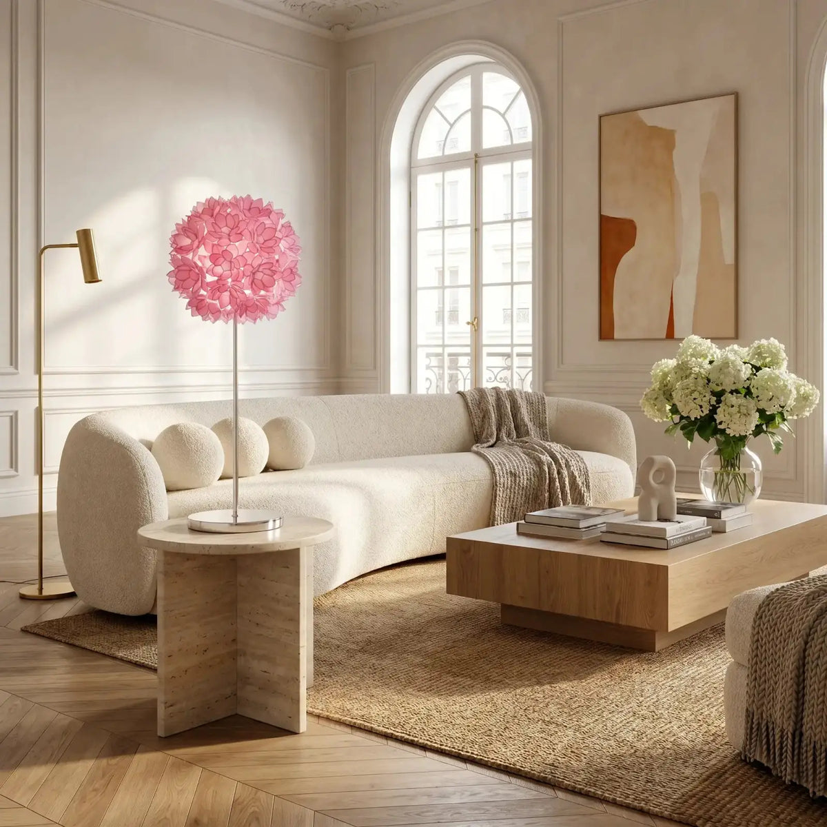 Roselle Pink Floral Petal Floor Lamp