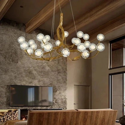 Rustic Farmhouse Branch Chandelier with Glass Orbs - 16 LightsWarm Light 2700Keverlamps