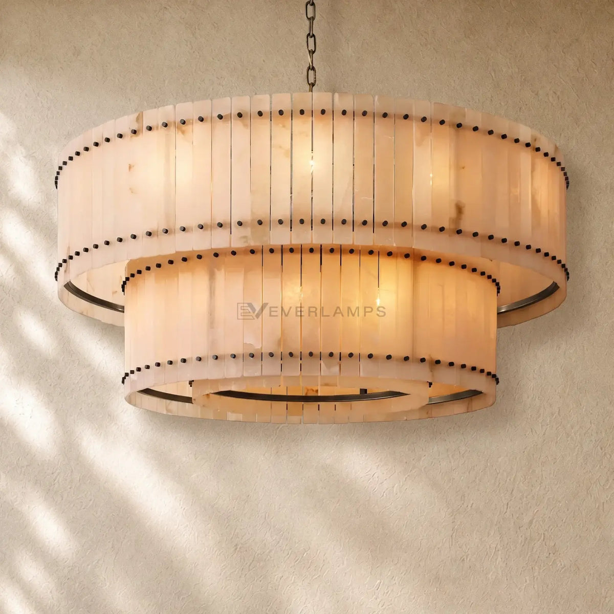 San Marcon Alabaster Two-Tier Round Chandelier