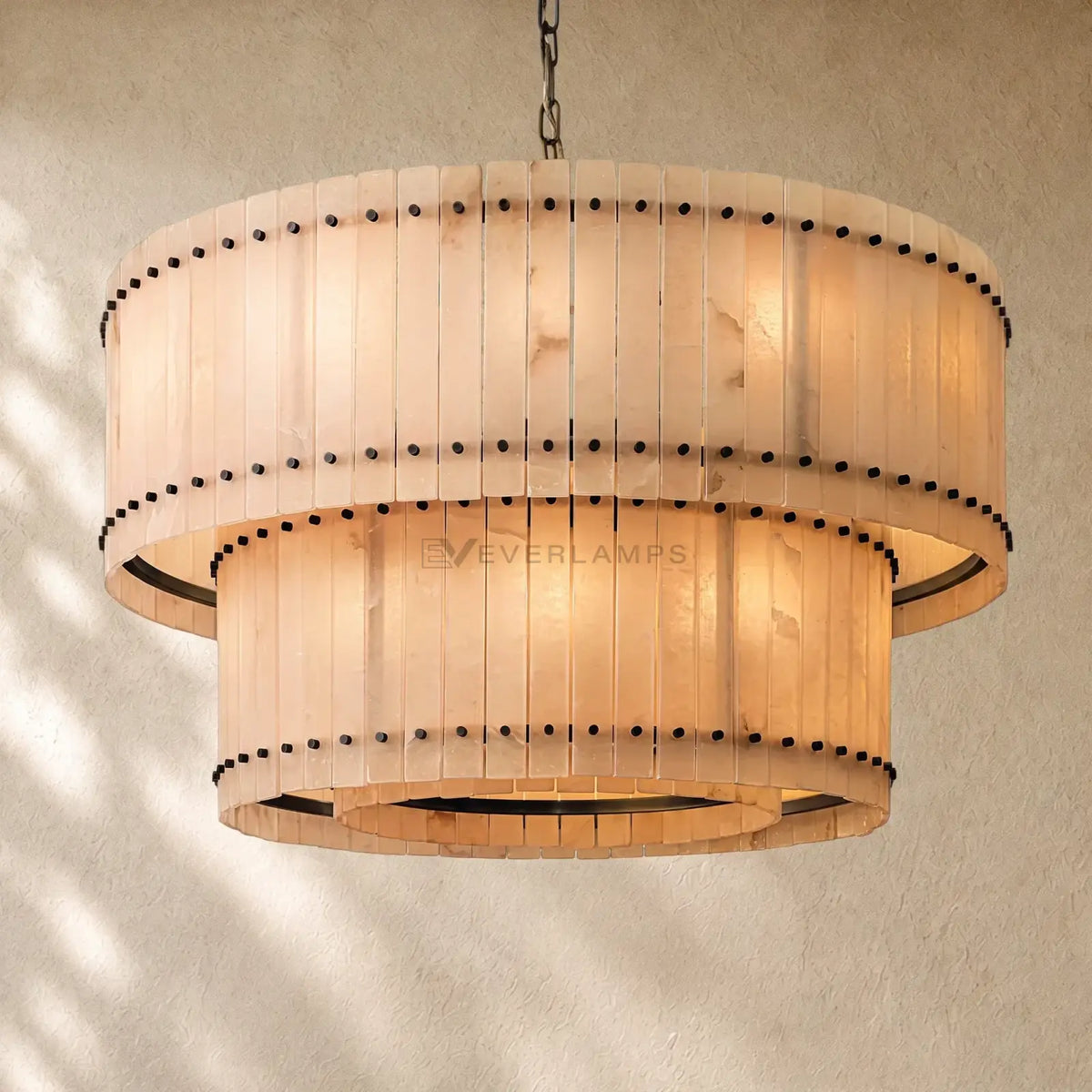San Marcon Alabaster Two-Tier Round Chandelier