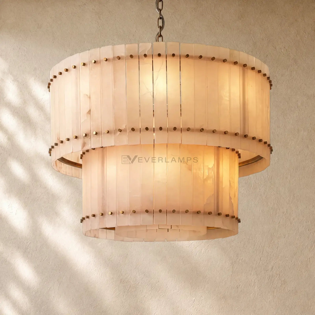 San Marcon Alabaster Two-Tier Round Chandelier
