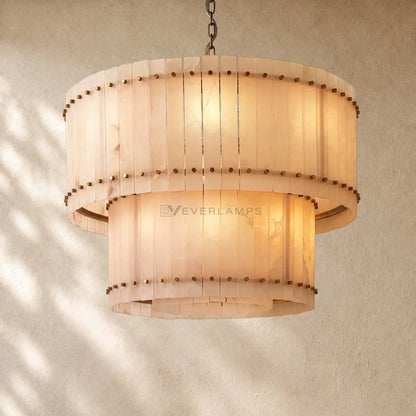 San Marcon Alabaster Two-Tier Round Chandelier