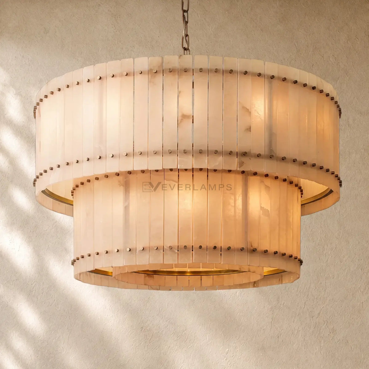 San Marcon Alabaster Two-Tier Round Chandelier