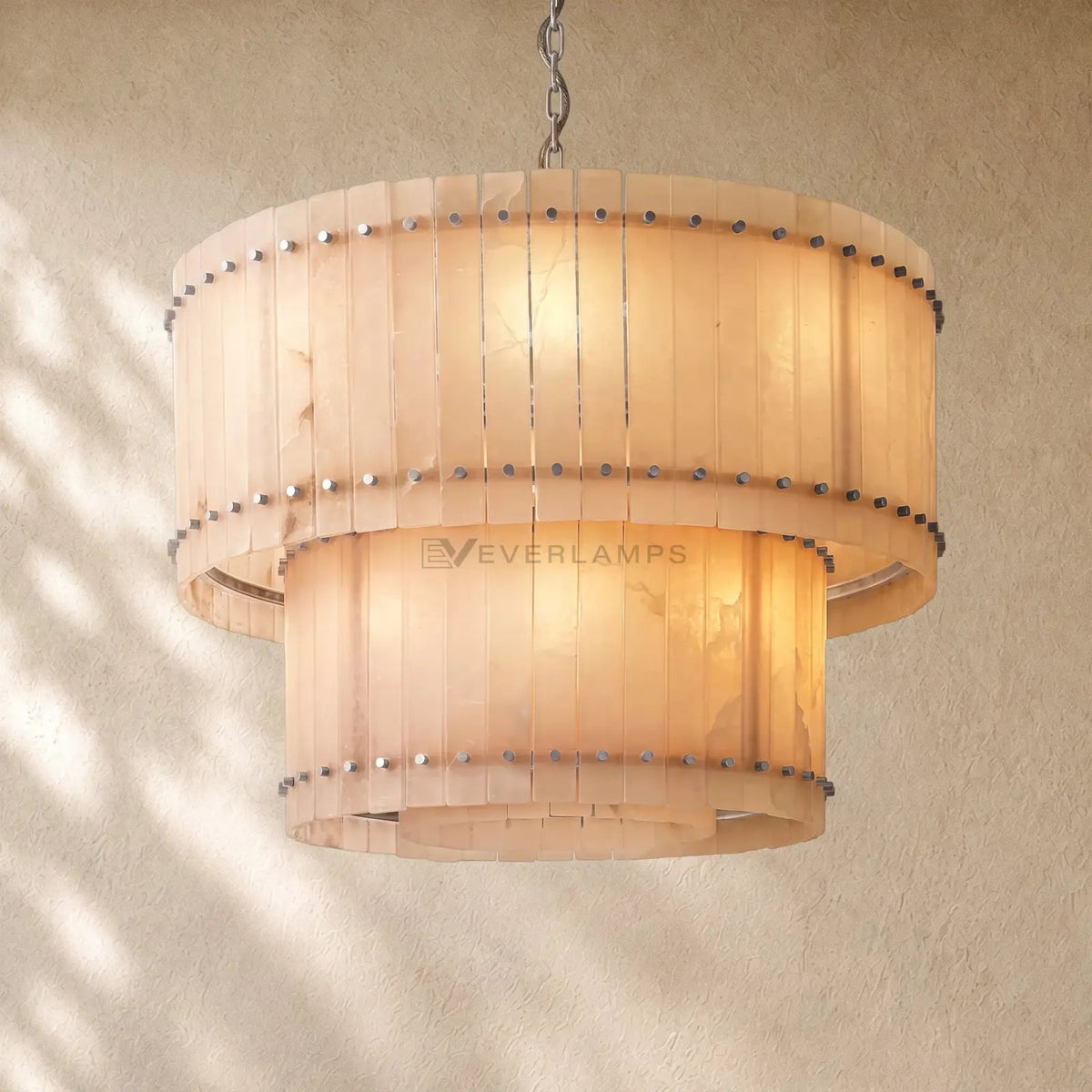 San Marcon Alabaster Two-Tier Round Chandelier