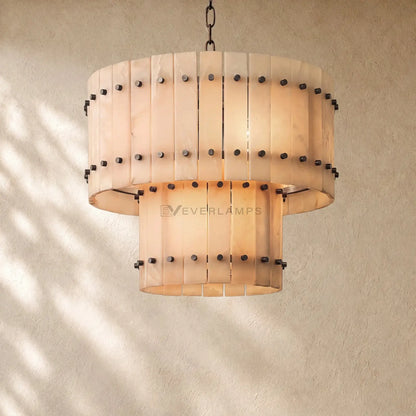 San Marcon Alabaster Two-Tier Round Chandelier