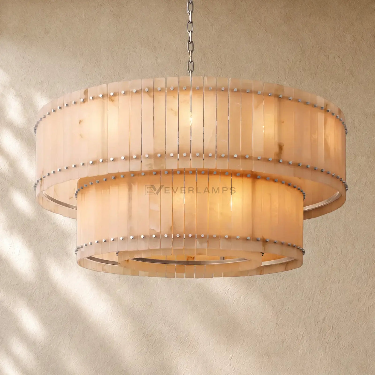 San Marcon Alabaster Two-Tier Round Chandelier