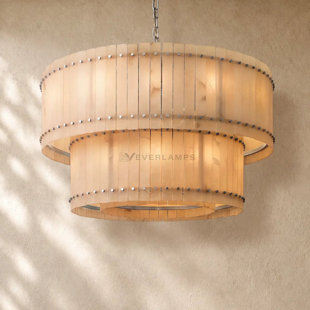 San Marcon Alabaster Two-Tier Round Chandelier