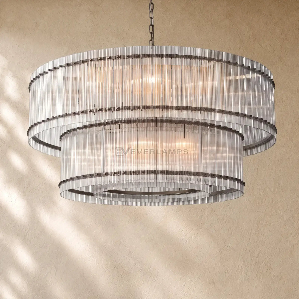 San Marcon Glass Two-Tier Round Chandelier